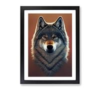 Watchful Wolf No.3 Framed Print | A2 Black Framed Wall Art | Ready to Hang | Modern Animal Picture | Living Room Bedroom Lounge Office