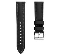 WatchGecko Atlas Sailcloth Strap, Black, Grey stitching, 20mm