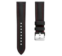 WatchGecko Atlas Sailcloth Strap, Black, Red stitching, 22mm