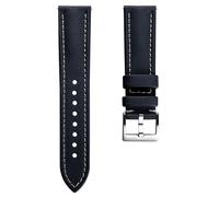 WatchGecko Atlas Sailcloth Strap, Blue, White stitching, 22mm