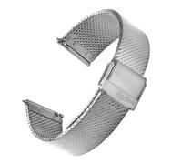 WatchGecko Calibre 1960 Mesh Watch Strap, Ultra-Flat Steel Band, Vintage-Inspired, Brushed, 22mm