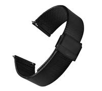 WatchGecko Calibre 1960 Mesh Watch Strap, Ultra-Flat Steel Band, Vintage-Inspired, PVD Black, 20mm