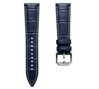 WatchGecko Carolina Gator Genuine Leather Watch Strap, Alligator-Embossed Calf Leather, Padded Design with Quick-Release Spring Bars, Multiple Colours, 20mm, 22mm (Dark Blue, 20mm)