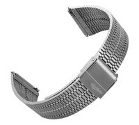 WatchGecko Classic Retro Stainless Steel Watch Strap, Brushed And Polished, Foldover Clasp, Quick-Release Spring Bars, 20mm, Steel