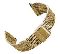 WatchGecko Classic Retro Stainless Steel Watch Strap, Brushed And Polished, Foldover Clasp, Quick-Release Spring Bars, 22mm, Gold