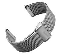 WatchGecko Oblique Milanese Mesh Watch Strap, Unique Diagonal Pattern, Sliding Latch Clasp, For All Watch Types, (Polished, 21mm)