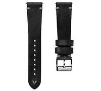 WatchGecko Simple Handmade Leather Watch Strap, Black, 22mm