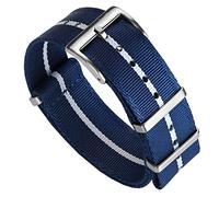WatchGecko Swiss Quality Signature Military Nylon Watch Strap. Nylon Mens Replacement Watch Band. Rugged, Quick-Drying and Secure Wristwatch Strap for Outdoor Activities. Blue & White, 20 mm