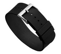 WatchGecko TidalPass British Military FKM Rubber Watch Strap, Waterproof Men's Watch Band, Versatile And Stylish, Wear 2 Ways, Black, 22mm