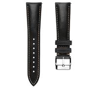 WatchGecko Vintage Highley Leather Watch Strap, Black, 18mm