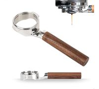 watchget 58mm Bottomless Naked Portafilter - Flat Base, Compatible with E61 and La Marzocco Espresso Machine Models, Stainless Steel and Walnut Handle, Professional Barista Tool for Espresso Machines