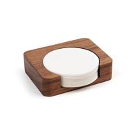 watchget Espresso Paper Filter Holder Coffee Filter Storage Container Coffee Filter Dispenser Compatible with 51mm/53mm/54mm/58mm Round Disposable Puck Screen Paper Filters, Wood