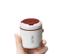 watchget Mini Portable Airtight Stainless Steel Coffee Canister with One-Way Exhaust Valve for Ground Coffee and Tea, Capacity 30 to 35 g, Grey and Red Geometric Pattern