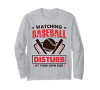 Watching Baseball Disturb at Your Own Risk Funny Long Sleeve T-Shirt