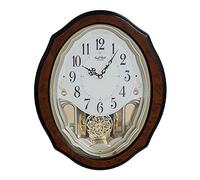 Watching Clocks Rhythm Piano Finish Ornate Wood Grain Magic Motion Wall Clock