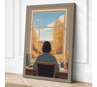 Watching the Autumn Landscape Canvas Wall Art Print 18x12 Inch
