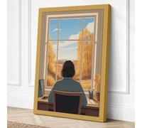 Watching the Autumn Landscape Canvas Wall Art Print 36x24 Inch