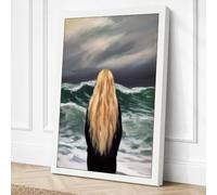 Watching the Storm Coastal Canvas Wall Art Print 24x16 Inch | White