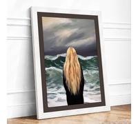 Watching the Storm Coastal Framed Wall Art Print A1 White