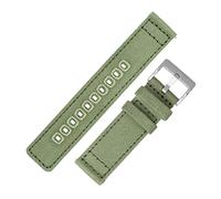WatchObsession Quick-Release Canvas Watch Strap in Green (20mm, Brushed Buckle)