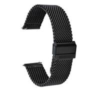 Watchstrap Stainless Steel Mesh Strap Rough Woven Grain Watch replace Band Skin Breathable Watch Accessories(Black,22mm)