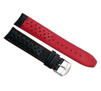Watchstrapworld TH-20-01-0511P#1-20 mm Black Sports Perforated pin Buckle Leather Watch Strap with red Stitching & Lining Compatible with TAG Heuer Formula 1 Watches Listed Below