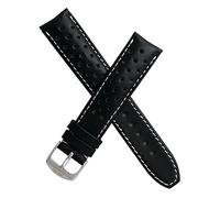 Watchstrapworld TH-20-01-0911P#1-20 mm Black Sports Perforated pin Buckle Leather Watch Strap with White Stitching Compatible with TAG Heuer Formula 1 Watches Listed Below