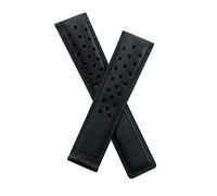 Watchstrapworld TH-JH5037-01-0116-20mm Black sports perforated buffalo grain leather watch strap, black stitching/red lining compatible with Jack Heuer 80th birthday edition Carrera model no. CV2119