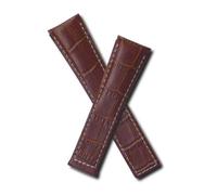 Watchstrapworld TH-MCO-02-0931 - 22 mm Brown Crocodile-Style Leather Deployment Watch Strap with White Stitching Compatible with TAG Heuer Monaco, Silverstone and Targa Florio Models Listed Below