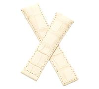 Watchstrapworld TH-MCO-04-0431 - 22 mm Cream Crocodile-Style Leather Deployment Watch Strap with Cream Stitching Compatible with TAG Heuer Monaco, Silverstone and Targa Florio Models Listed Below