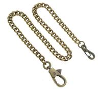 watchvshop Pocket Watch Chain Albert Chain Bronze Color Cuban Curb Link Chain with Swivel Lobster Clasp FC69, Antique Brass, Casual