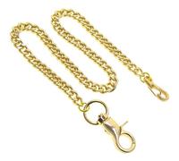 watchvshop Pocket Watch Chain Albert Chain Gold Color Cuban Curb Link Chain with Swivel Lobster Clasp FC70, Gold, Casual