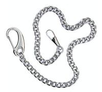 watchvshop Pocket Watch Chain Albert Chain Silver Tone Fine Polish Vest Chain with Large Lobster Claw Clasp FC13A, Silver, 14 Inches, Art Deco