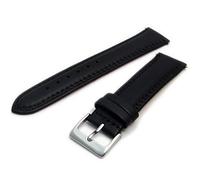 WatchWatchWatch Black Double Stitched Men's Leather Watch Strap 22mm with Silver Buckle C021