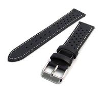 WatchWatchWatch Black Perforated Retro Men's Leather Watch Strap 20mm with Chrome Buckle C093