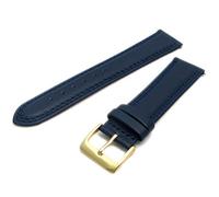 WatchWatchWatch Blue Double Stitched Men's Leather Watch Strap 20mm with Gold Buckle C021