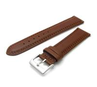 WatchWatchWatch Brown Double Stitched Men's Leather Watch Strap 20mm with Silver Buckle C021