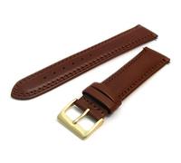 WatchWatchWatch Brown Double Stitched Men's Leather Watch Strap 22mm with Gold Buckle C021