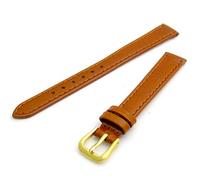 WatchWatchWatch Comfortable Flexible Leather Watch Strap Band Buffalo Grain 12mm Width Tan with Gilt (Gold Colour) Buckle R615g