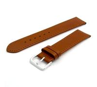 WatchWatchWatch Comfortable Flexible Leather Watch Strap Band Buffalo Grain 18mm Width Tan with Chrome (Silver Colour) Buckle R615s