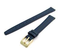WatchWatchWatch Dark Blue Smooth Stitched Ladies' Leather Watch Strap 10mm Gold Buckle C088