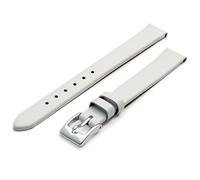 WatchWatchWatch Fine Calf Leather Watch Strap Band 10mm White with Chrome (Silver Colour) Buckle. Free Spring Bars (Watch Pins)