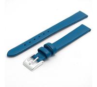 WatchWatchWatch Fine Calf Leather Watch Strap Band 12mm Mid Blue with Chrome (Silver Colour) Buckle. Free Spring Bars (Watch Pins)