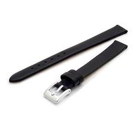 WatchWatchWatch Fine Calf Leather Watch Strap Band 14mm Extra-Long XL Black with Chrome (Silver Colour) Buckle. Free Spring Bars (Watch Pins)