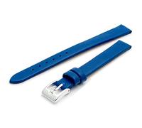 WatchWatchWatch Fine Calf Leather Watch Strap Band 14mm Extra-Long XL Mid Blue with Chrome (Silver Colour) Buckle. Free Spring Bars (Watch Pins)