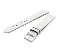 WatchWatchWatch Fine Calf Leather Watch Strap Band 18mm Extra-Long XL White with Chrome (Silver Colour) Buckle. Free Spring Bars (Watch Pins)