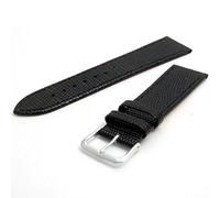 WatchWatchWatch Men's Genuine Leather Watch Strap Lizard Grain 18mm Black with Chrome (Silver Colour) Buckle 616s/18