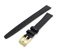 WatchWatchWatch Smooth Ladies' Leather Watch Strap 6mm Black with Gold Buckle C088