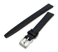 WatchWatchWatch Smooth Stitched Ladies' Leather Watch Strap 11mm Black Silver Buckle C088