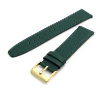 WatchWatchWatch Smooth Stitched Men's Dark Green Leather Watch Strap 18mm Gold Buckle C088